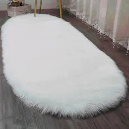 Carpets Oval Soft Fluffy Faux Sheepskin Fur Area Rugs White Bedside Rugnordic Red Center Living Room Carpet Bedroom FloorCarpets