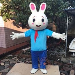 Mascot doll costume Lovely White Rabbit cartoon Mascot costume Fancy Dress outfit Christmas for Halloween carvinal Party event customzied