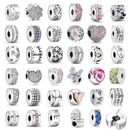 925 Sterling Silver Dangle Charm Shining Clips Pave CZ Charms Beads Bead Fit Pandora Charms Bracelet DIY Jewellery Accessories