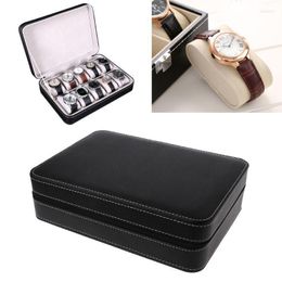 Watch Boxes & Cases Slots Zipper Travel Gift Box Leather Display Case Organiser Jewellery Cushion Storage SetWatch Hele22