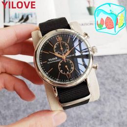 Men Mission Runway 44mm Watch Quartz Imported Movement Clock Sapphire Glass Business Classic Top Quality Multi-Function Waterproof Nylon Strap Wristwatch