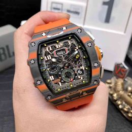 Professional Business Leisure Richa Milles Mens Automatic Mechanical Watch Carbon Fibre Multifunctional Sports Atmosphere Personality Trend