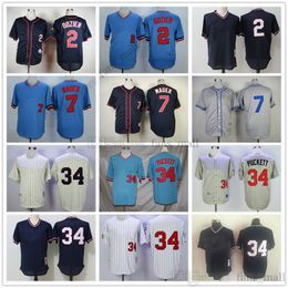 Movie Mitchell and Ness Baseball Vintage 34 Kirby Puckett Jersey 2 Brian Dozier 7 Joe Mauer Ed Breathable Sport Sale High Quality Man