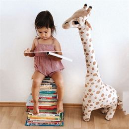 38/65/80CM Big Size Simulation Giraffe Plush Toys Soft Stuffed Animal Giraffe Sleeping Doll Toy For Boys Girls Gift Kids Toys 220425