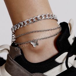 Boho Butterfly Ankle Bracelet for Women Beach Trend Gold Silver Colour Anklet Sexy Barefoot Chain Female Foot Jewellery