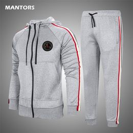 2020 Sportswear Men Hooded Tracksuit Autumn Winter Mens Sets Brand Track Suit Casual Striped Jacket Pants Women TrackSuits LJ201126