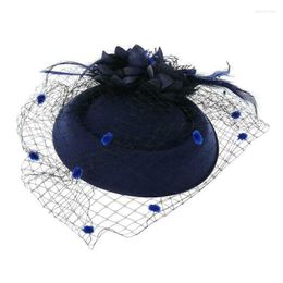 Berets Hat Hair Accessories Retro Short Feather Flower Veil Cheongsam Show Banquet Head Yarn DecorBerets