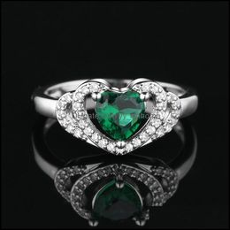 Wedding Rings Jewellery Sell Sweet Cute Simple Fashion 925 Sterling Sier Emerlad Pear Cut Cz Women Engagement Heart Band Ring 117 M2 Drop Deli