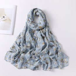 2022 New Fashion Summer Women Chiffon Scarf flower Beach Hijab Shawls and Wraps Female Foulard Echarpe Designer Bandana