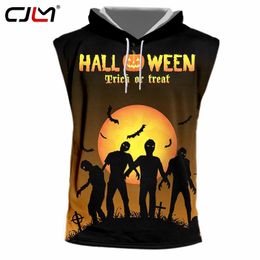 Fashion Halloween Man Moon Zombie Hooded Tank Top Street Wear Selling Vest 6XL Mens 3D Printed Clothing 220623