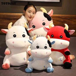 1Pc New Year Bull Symbol Gift Ox Year Pop Cattle Decor Cute Cow Plush Soft Zodiac Animal Cow Cuddles Toys J220729