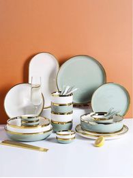 Dishes & Plates Ceramic Dish White Porcelain And Set Salad Soup Bowl Luxury Tableware Dinner For RestaurantDishes &Dishes