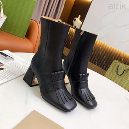 Fashion ankle boots women's thick a heels zipper 100% genuine leather Martin boot ladies winter short boo ts women shoes Heel up 7.5 cm