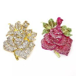 30 Pcs/Lot Fashion Jewellery Women Pins Clear And Pink Rhinestone Flower Shape Brooches For Lady Gift/Decoration