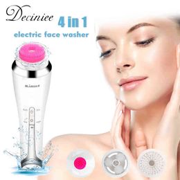 Electric Facial Cleansing Brush Waterproof Face Spin Rechargeable with 4 Head for Exfoliating Massaging220429