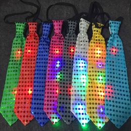 Fashion Colourful Sequins Neckties Bowties With LED Lights Women Men Festival Party Stage Performance Shiny Clothing Accessories