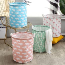 1pc Laundry Basket toy basket storage Basket Folding Fabric Bag Large Clothes Toy Holder Handle Bucket Organizer Container T200415