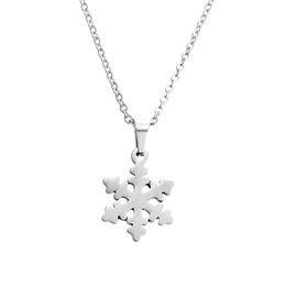 Pendant Necklaces 1Pc Snow Flake O Chain Sweet Style Chokers Stainless Steel Charms Necklace Women Fashion JewelryPendantPendantPendantPenda