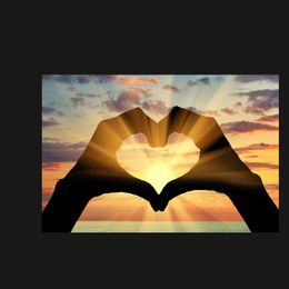 Sweet Hearts Hands Sunset Landscape Canvas Art Painting Nordic Posters and Prints Cuadros Wall Art Picture for Living Room Decor