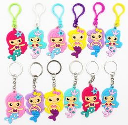 Mermaid Key Chains Pvc Cute Cartoon Keychains Keyring For Women Girls Kids Charm Key Ring Accessories Wholesale