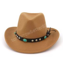 Jazz Fedora Hats Western Cowboy Top Hat Women Men Wide Brim Cap Woman Felt hat Man Fedoras Female Male Spring Autumn Winter Fashion Panama Caps Wholesale