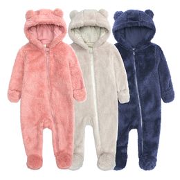 Autumn Winter Baby Clothes Romper Boys Girls Pyjamas Cute Bear Hooded Jumpsuit Infant Clothing Newborn Christmas Clothing