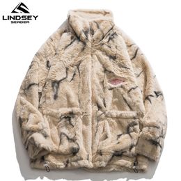 LINDSEY SEADER Mens Fleece Faux Fur Thin Parkas Jacket Winter Fashion Warm Coat Casual Outwear Streetwear Thin Coat Clothing 201127