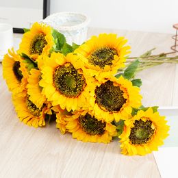 Artificial Sunflower Flower Single Branch Faux Floral Home Wedding Party Table Decor Pastoral Style G30098