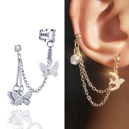 Clip-on & Screw Back 2022 Fashion Butterfly Clip Earrings Ear Hook Vintage Simple Swallow Clips Double Pierced Earring Women Girls JewelryCl