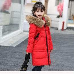 Winter fashion leisure outdoor sports fur collar parent-child jacket girls cute goose down mid-length down jacket LJ201203