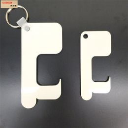 Blank Sublimation Heat Transfer touchless door handle Keyring Zero Touch Hand Germ Free MDF Key Chain