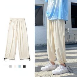 Men's Pants Summer Ice Silk Casual Men Thin Korean Version Breathable Comfortable Solid Colour Baggy Trousers Male Streetwear