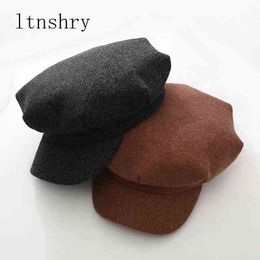 2019 New Autumn Berets Octagonal Hats For Women Flat Military Baseball Cap Ladies Solid Caps Women Casual Hat Gorra Mujer J220722