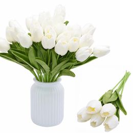 Decorative Flowers & Wreaths 10pcs Tulips Artificial Bouquet White Real Touch PU Tulp Mariage Calla For Home Wedding Party DecorationDecorat