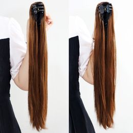 Long Straight Ponytail Synthetic Claw Clip Ponytail Hair Extensions Natural Tail False Hairs