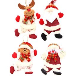 Cloth Art Santa Snowman Elk Dog Bear DollXMAS DollDecor For Christmas Tree OrnamentsChristmas PendantChildrens Gifts Y201020