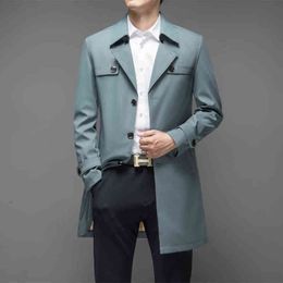 Thoshine Brand Spring Autumn Men Long Trench Coats Superior Quality Male Fashion Outerwear Jackets Smart Casual Plus Size 6XL L220725