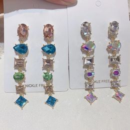 Dangle & Chandelier Luxury Crystal Cross Earrings Women Large Big Statement Baroque Earrings Indian Rhinestone Long Dangle Earrings Jewellery