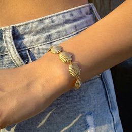 Boho Handmade Metal Shell Rope Chain Bracelets on Hand for Women Summer Beach Seashell Barefoot Ankle on Leg Jewellery Accessories