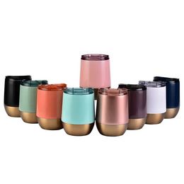 New Sublimation Wine Tumblers Egg Shaped Beer Mugs with Lids Double Wall Stainless Steel Insulated Vacuum Cup 0322