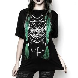 Bloody Bat Face Gothic Printed T Shirt Women Short Sleeve Dark Style Funny Printing Tees Women's T-Shirt