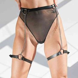 Nxy Bondage Bdsm Sexy Women's Underwear Leather Body Chain Harness Suit Fetish Adult Erotic Sex Toys for Woman Games Flirting Store 220419