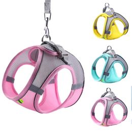 Dog Apparel Harness Vest With Leash For Small Dogs Adjustable Pet Chest Strap Cat Collars Outdoor Walking Lead Leashes XXS-L