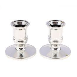 pillar candles Australia - Candle Holders 1pair Silver Pillar Taper Stick Holder Base Traditional Candlestick Gift Plastic High Quality BaseCandle