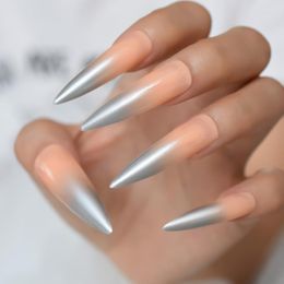 False Nails 24pcs Extra Long Stiletto Ombre Fake Sharp Glossy Gel Full Cover Nail Art Tips Salon Manicure DIY Home Prud22