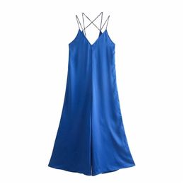 Casual Women V Neck Sling Rompers Summer Fashion Ladies High Street Vintage Female Solid Colour 210515