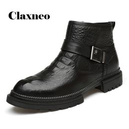 Man Boots Genuine Leather printing Autumn Mens Ankle Boot Zipper Design Male Leather Shoes Fashion luxury 210315