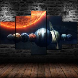 Zonnestelsel Ruimte 8 Planeten 5 Panel Canvas Foto Afdrukken Muur Canvas Schilderij Muur Decor Voor Woonkamer Poster geen Omlijst