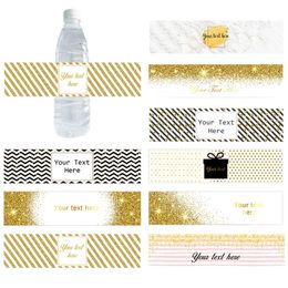 20pcs Gold Theme Luxury Bottle Labels Stickers Customized Name Text Sticker Baby Shower Birthdays Baptism Holidays Wedding Decor 220613