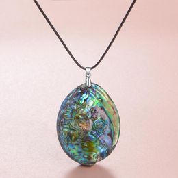 Pendant Necklaces Vintage Colourful Double Sided Abalone Shell Necklace Charms Sea-ear Ocean Paua Pendants Jewellery Making AccessoriesPendant